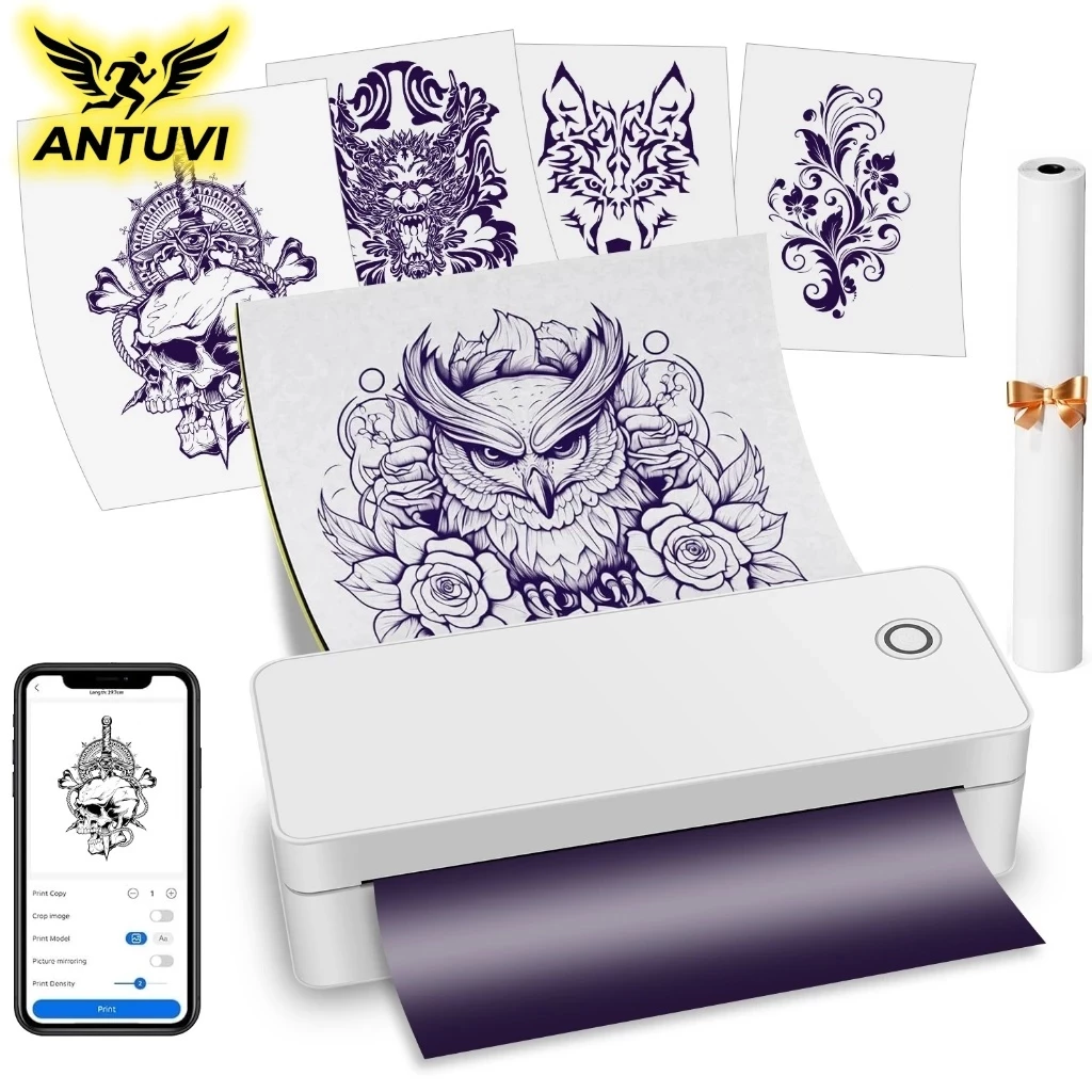 Impressora Térmica A4 Sem Tinta Bluetooth, Portátil Recarregável para Tatuagem e Documentos