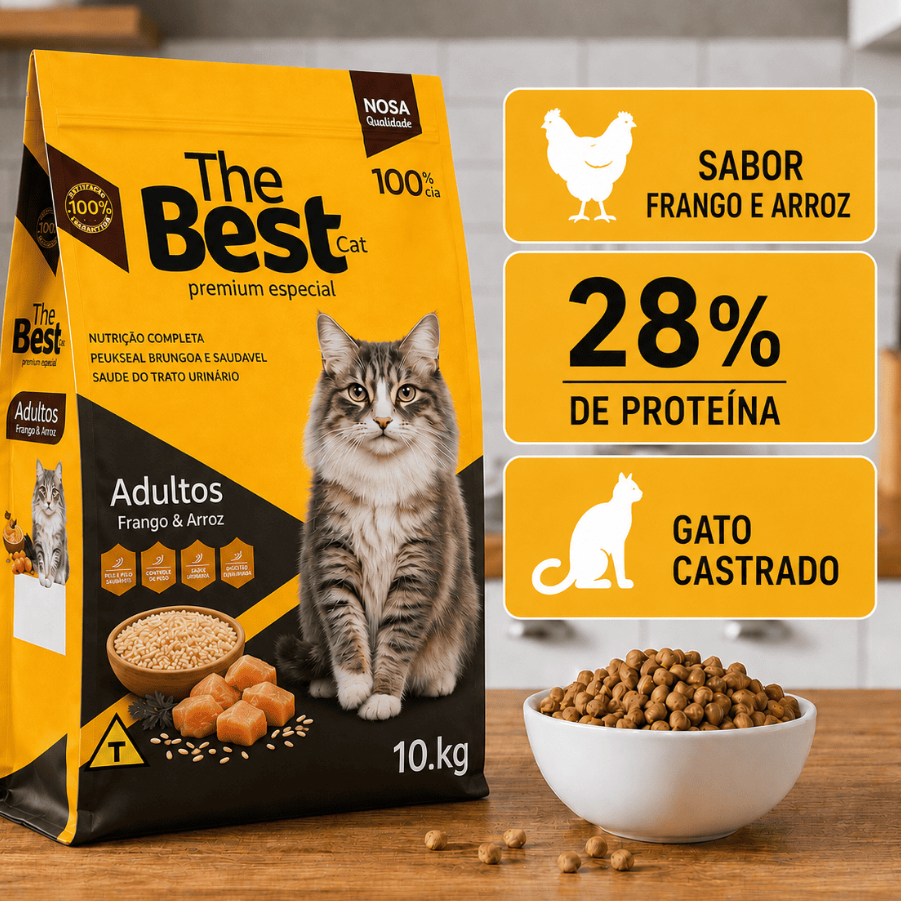 Ração Gatos Adultos The Best Frango Arroz 10,1kg