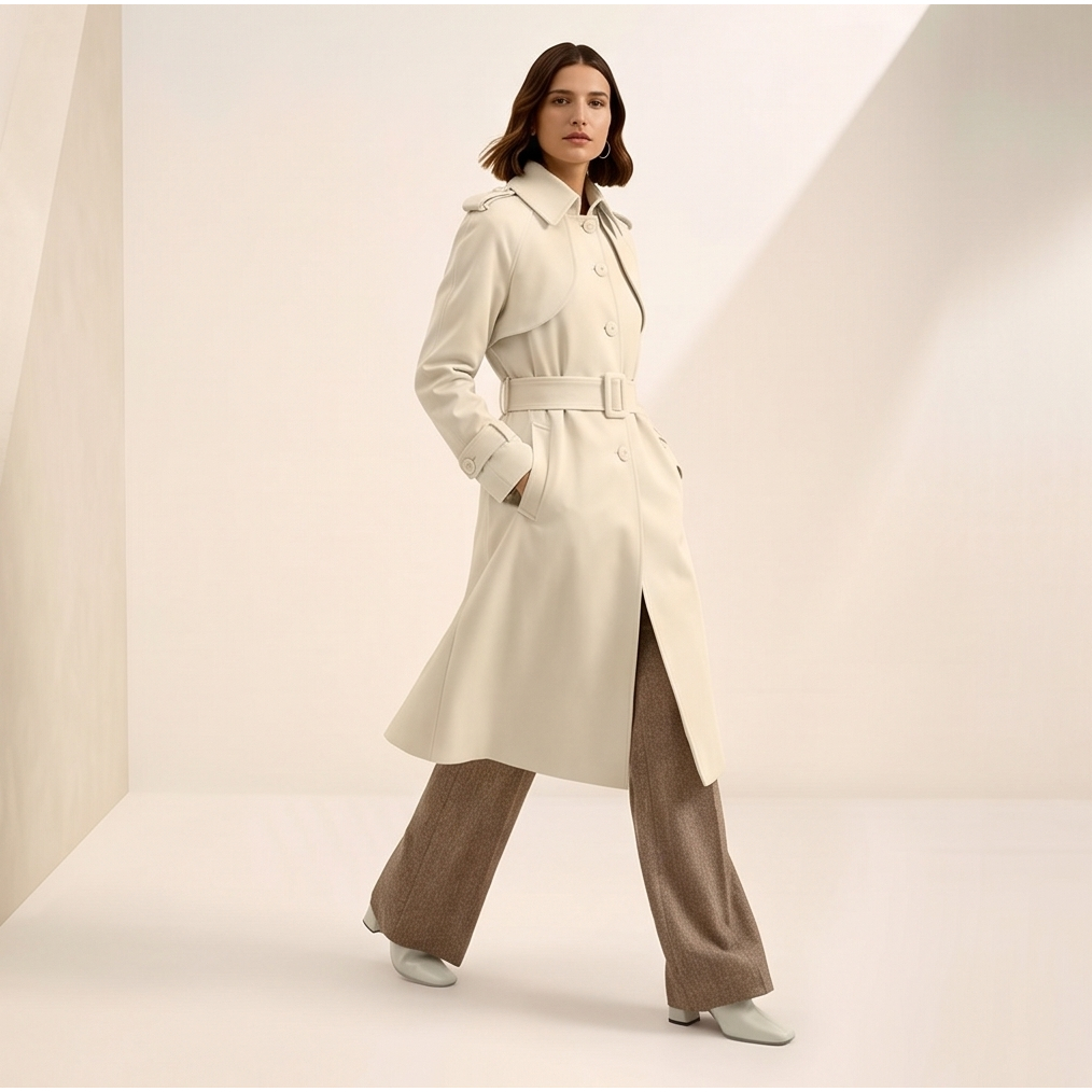 Sobretudo Feminino Longo Com Cinto Elegante Lez A Lez