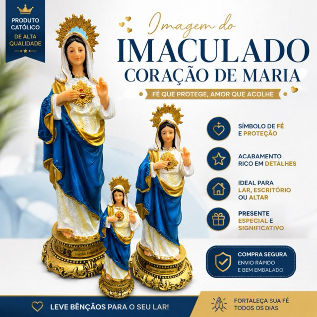 Imaculado Coração de Maria, Imagem Católica, Decoração Religiosa, lNossa Senhora Altar, Sacra,Presente, Resina Importada