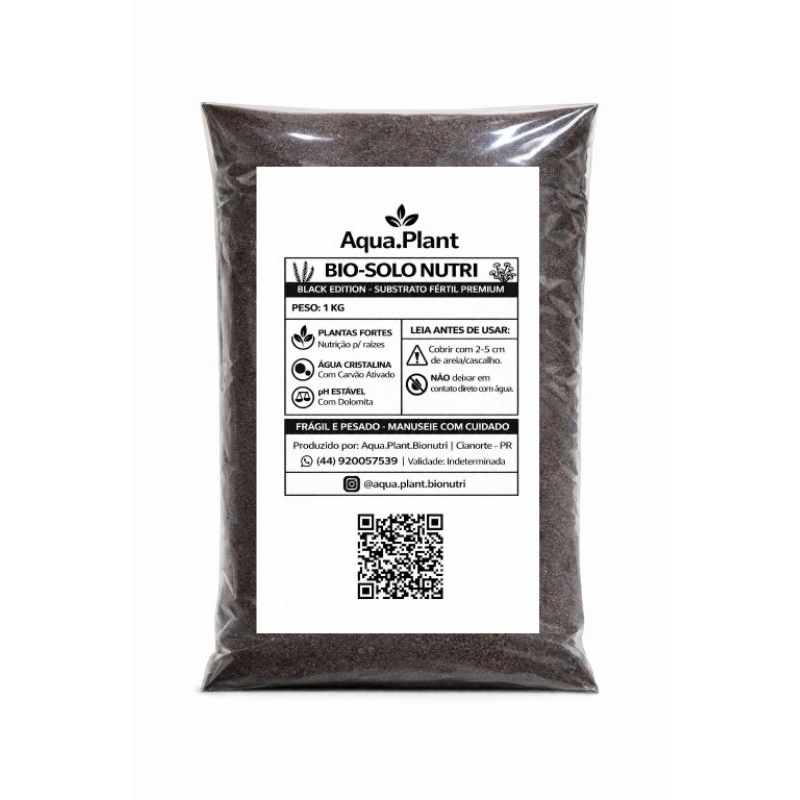 Substrato Fértil para Aquário Plantado 1kg NPK Natural - Com Húmus, Dolomita e Carvão Ativado