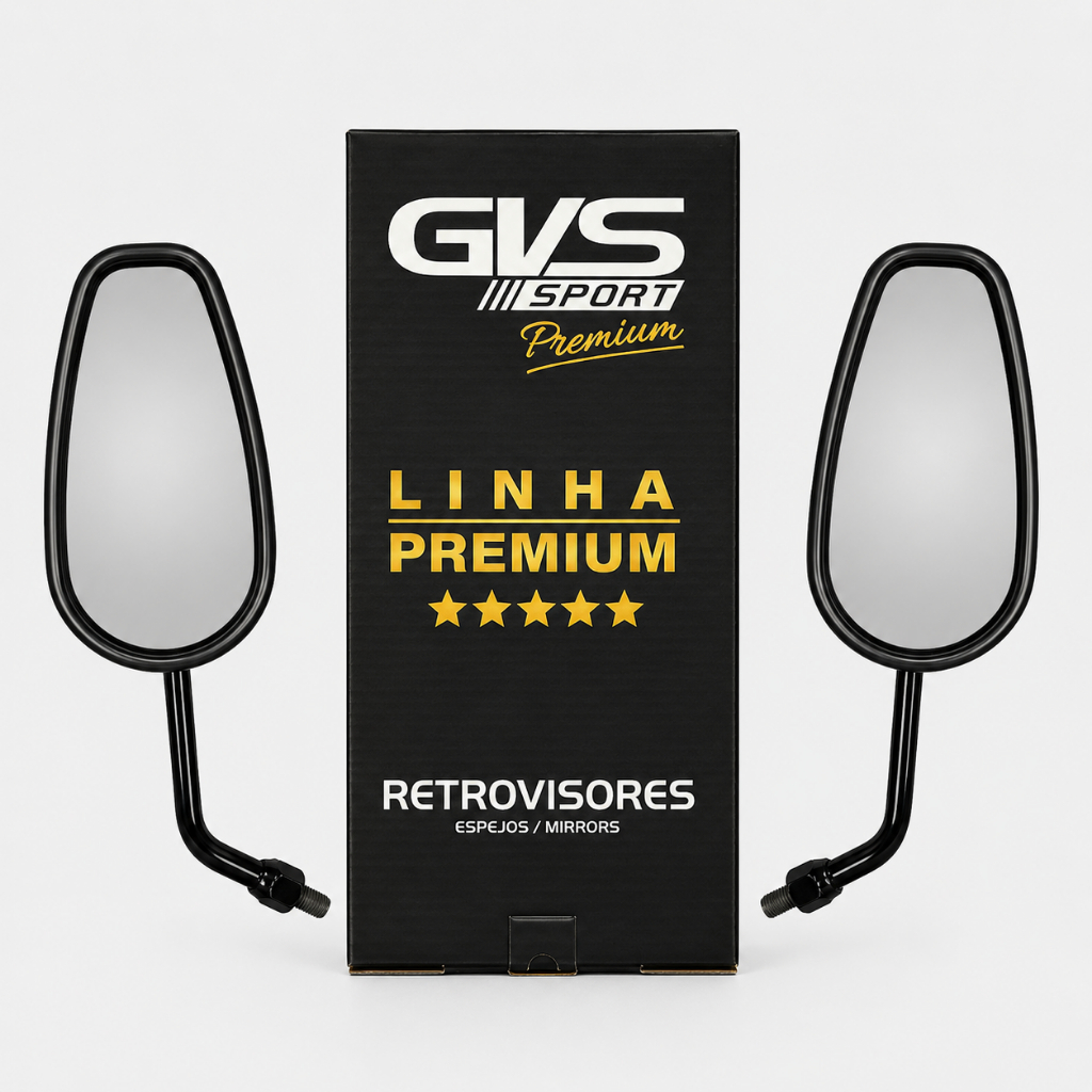 Retrovisor Moto Custom Meteor 350 Gvs Preto Convexa Par