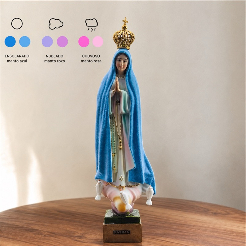 Imagem Nossa Senhora De Fátima Higroscópica Importada de Portugal Muda de Cor Conforme o Tempo