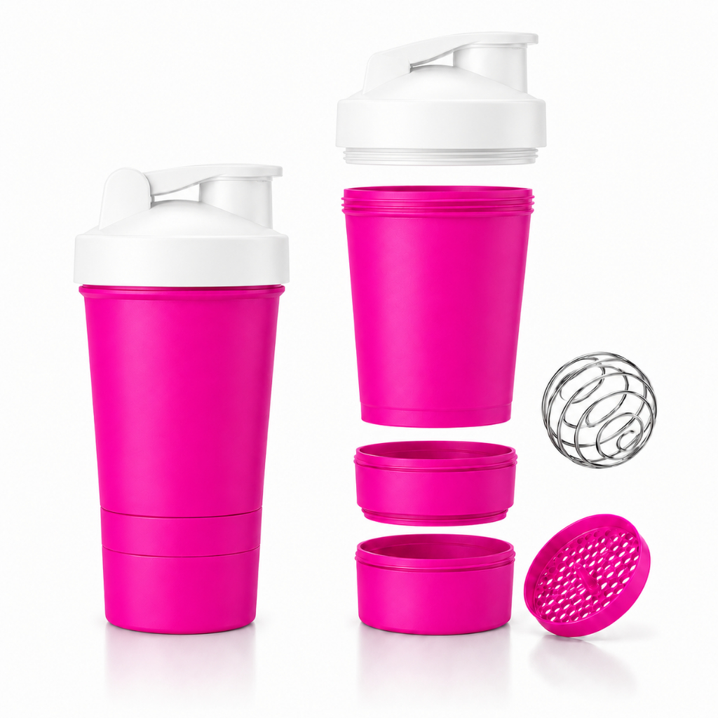 Coqueteleira Shaker Academia 3 Compartimentos com Peneirinha