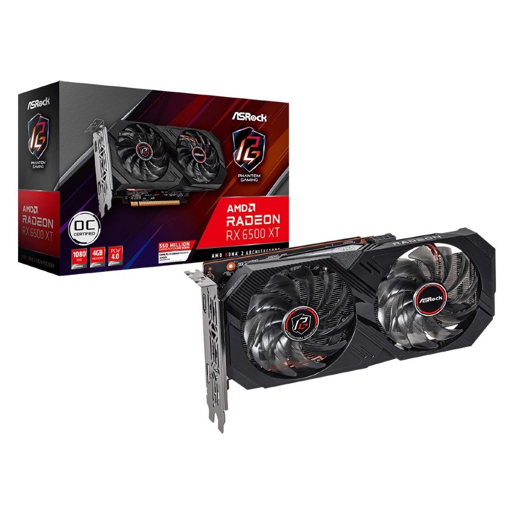 Placa de Vídeo AsRock RX 6500 XT Gaming D OC 4GB GDDR6 64bits - 90-GA3DZZ-00UANF