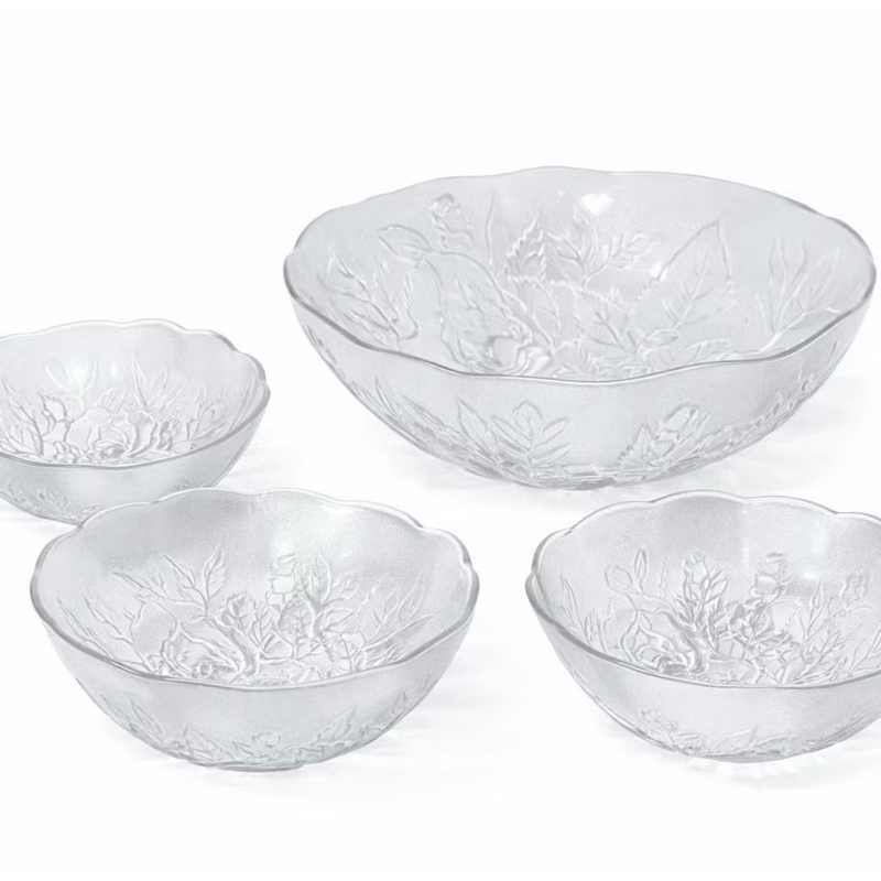 Conjunto Jogo de Bowls de Vidro Rose 7 Peças – Jogo de Tigelas Sobremesa e Saladeira Premium