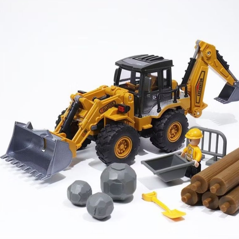 Brinquedo Miniatura Trator Retroescavadeira Guindaste Diecast Decoração Colecionador