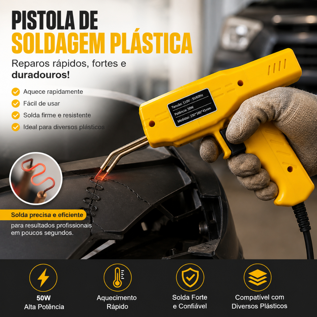 Pistola de Solda Kit de Reparo Para-choque Farol Carro 200 Grampos 110V