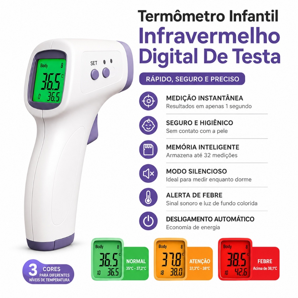 Termômetro Infravermelho Digital Sem Contato