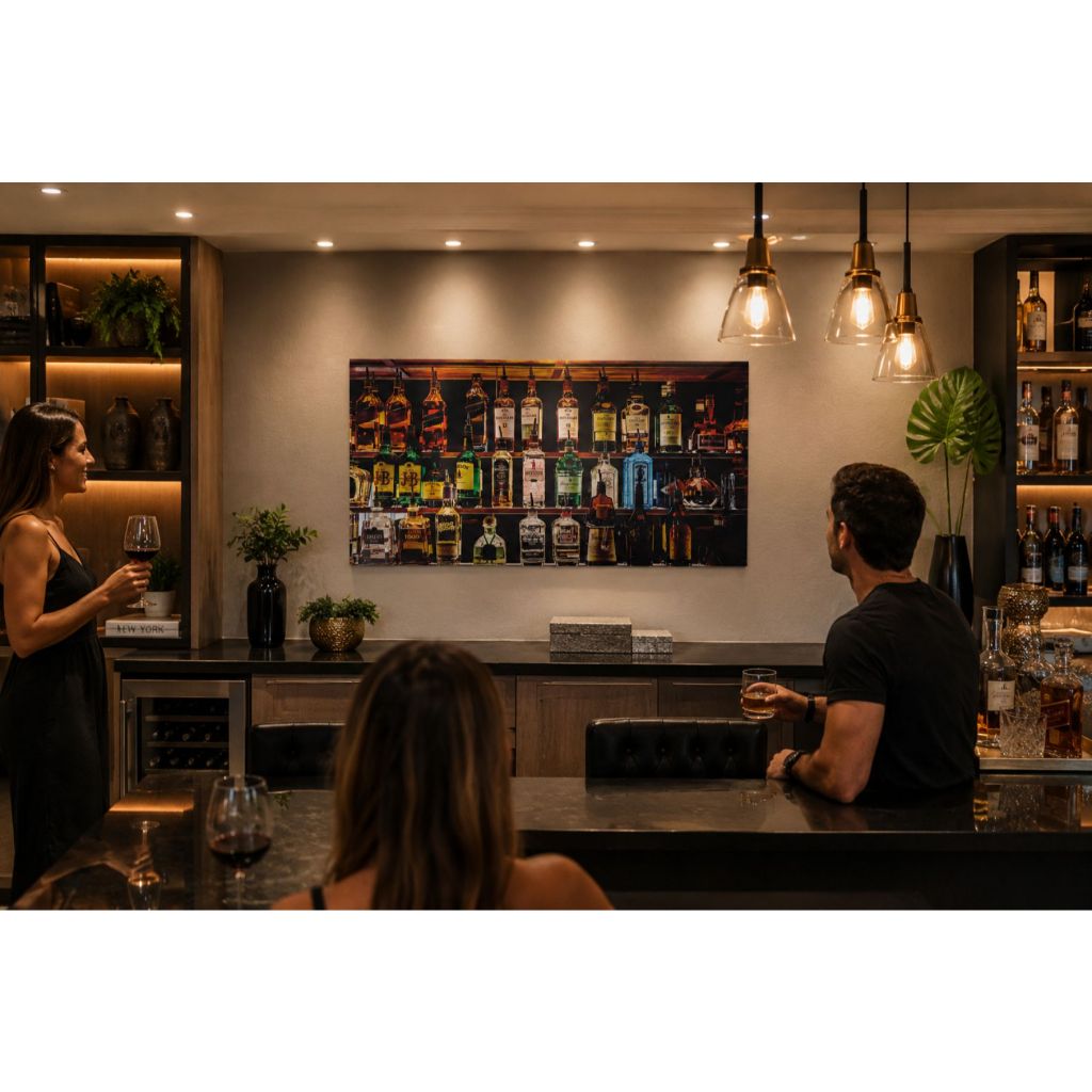 Painel Adesivo Parede Prateleira Bebidas Drink Pinga Cerveja Whisky Vodka Cachaça Boteco