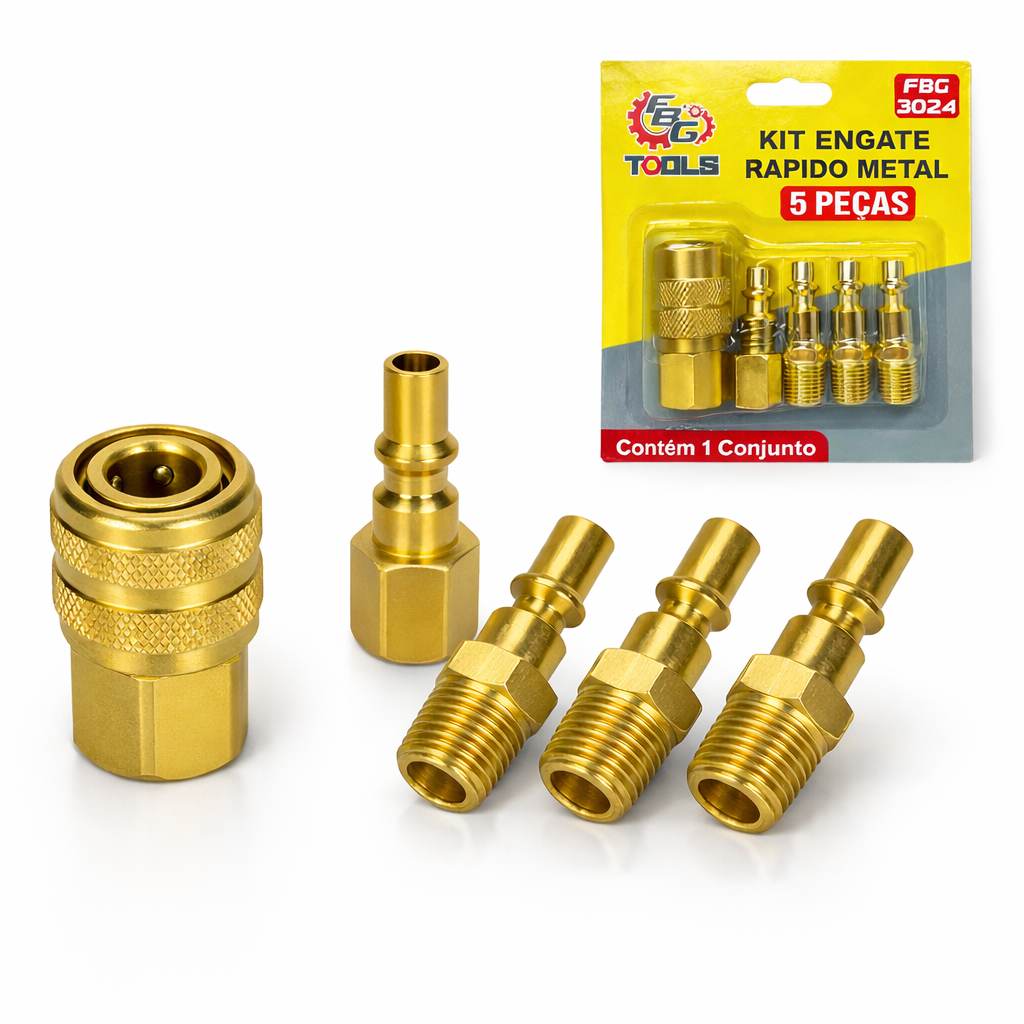 Jogo 5 pcs peças Conector Engate Rápido ¼” ar comprimido compressor de ar ferramentas pneumáticas