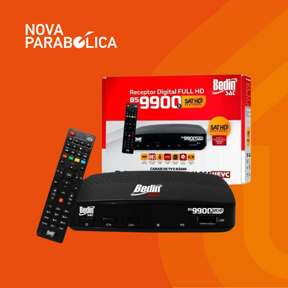 Receptor Nova Parabólica, Bedin BS9900s, Canais HD Sem Mensalidade