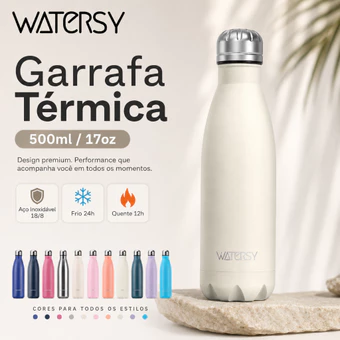 WATERSY Garrafa térmica em aço inoxidável 304 500ml Academia Garrafa térmica Copo de água Aço Inox Garrafa Portátil