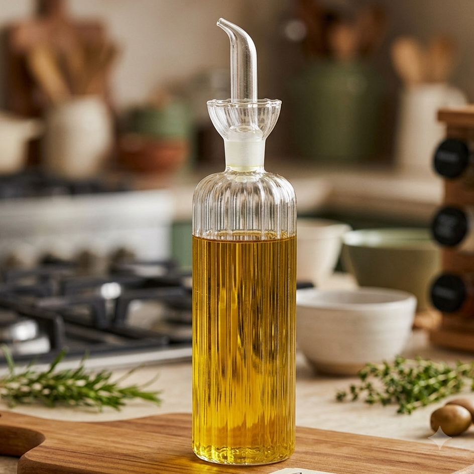 Galheta Azeiteiro De Vidro Borossilicato Lótus 520ml Hauskraft