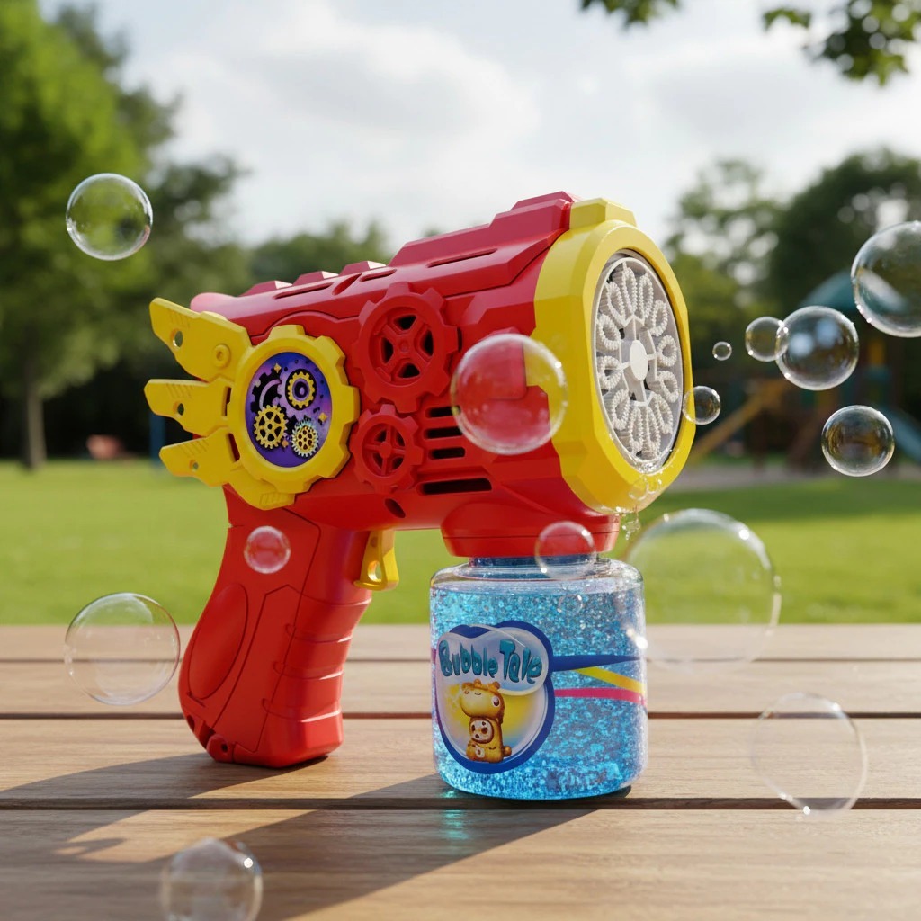 Pistola de Bolhas Elétrica Infantil com Luz LED Automática de Bolhas