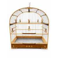 GAIOLA BUAVA ABAULADA COLEIRO OVAL ARAME COM DETALHES EM MARCHETARIA