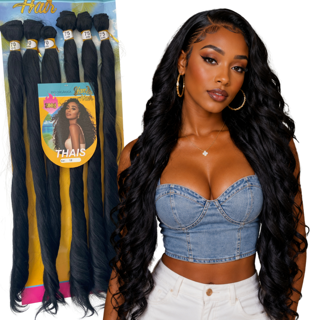 Cabelo Bio Orgânico Thais Para Entrelace 300g 75cm Natural