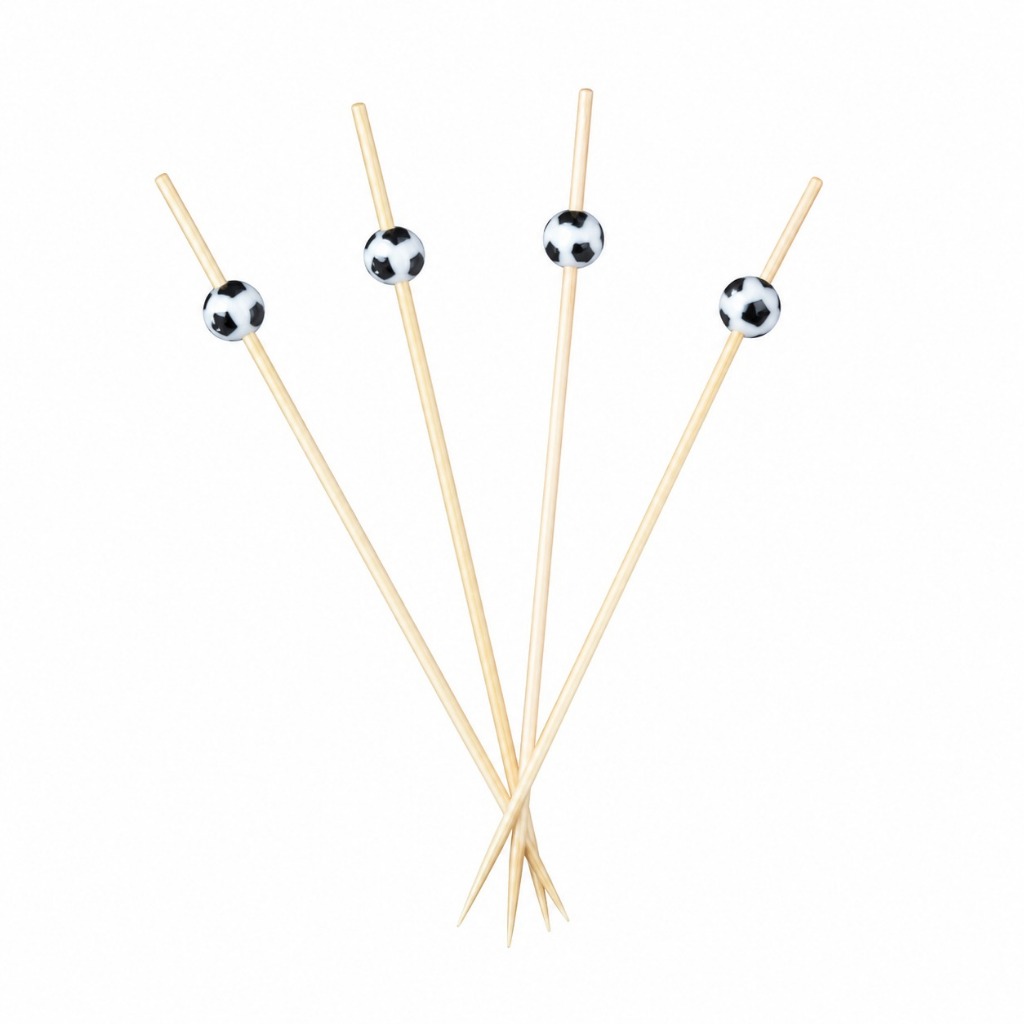 Kit 100 Espetinho Bola De Futebol 12 Cm Restaurante Copa