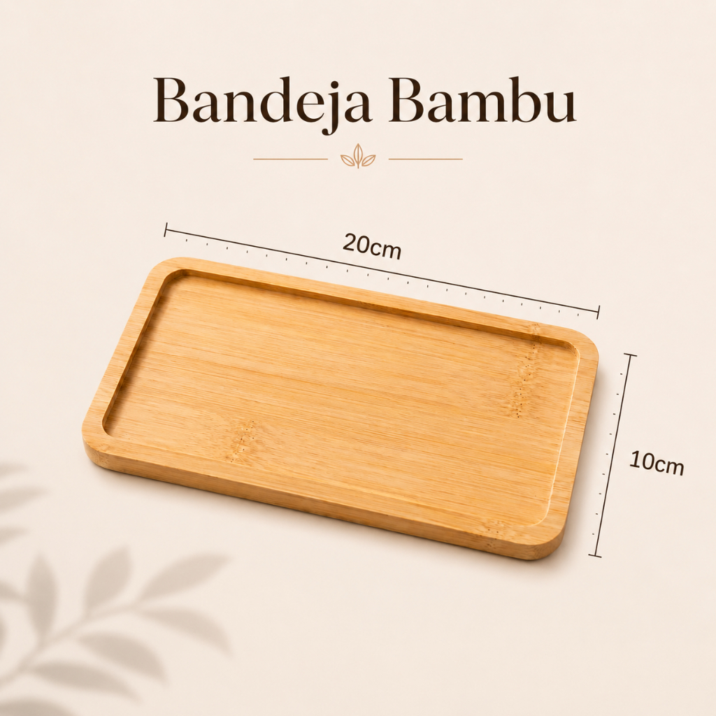 Kit 3 Bandejas Bambu Pequenas 20x10cm Para Petiscos E Decoração — imagem 2 de 2