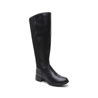 Bota Feminina Inverno Cano Longo Preta Montaria Confortável Salto Baixo Com Zíper para o Dia a Dia