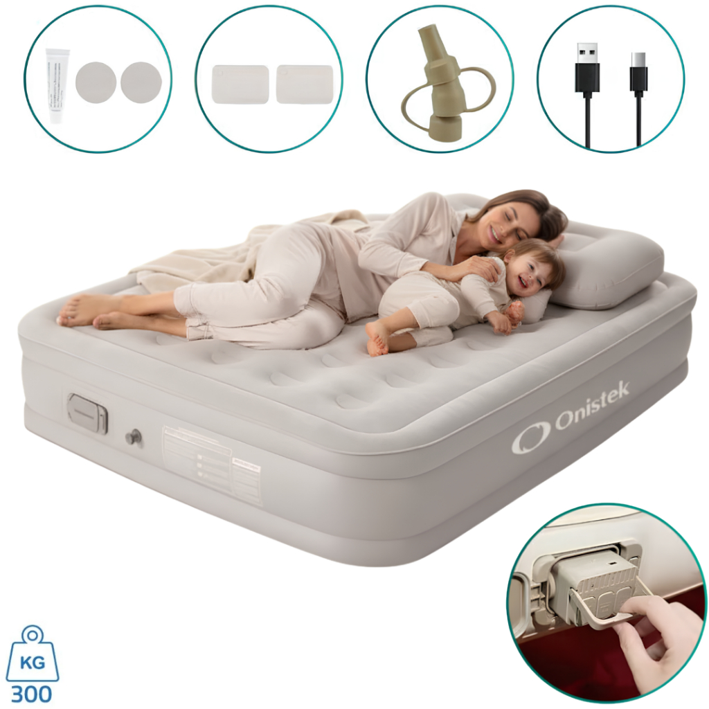 Colchão Inflável Casal Cama De Campanha Bomba Inflável 150X200X40CM Com Bateria De Lítio Integrada