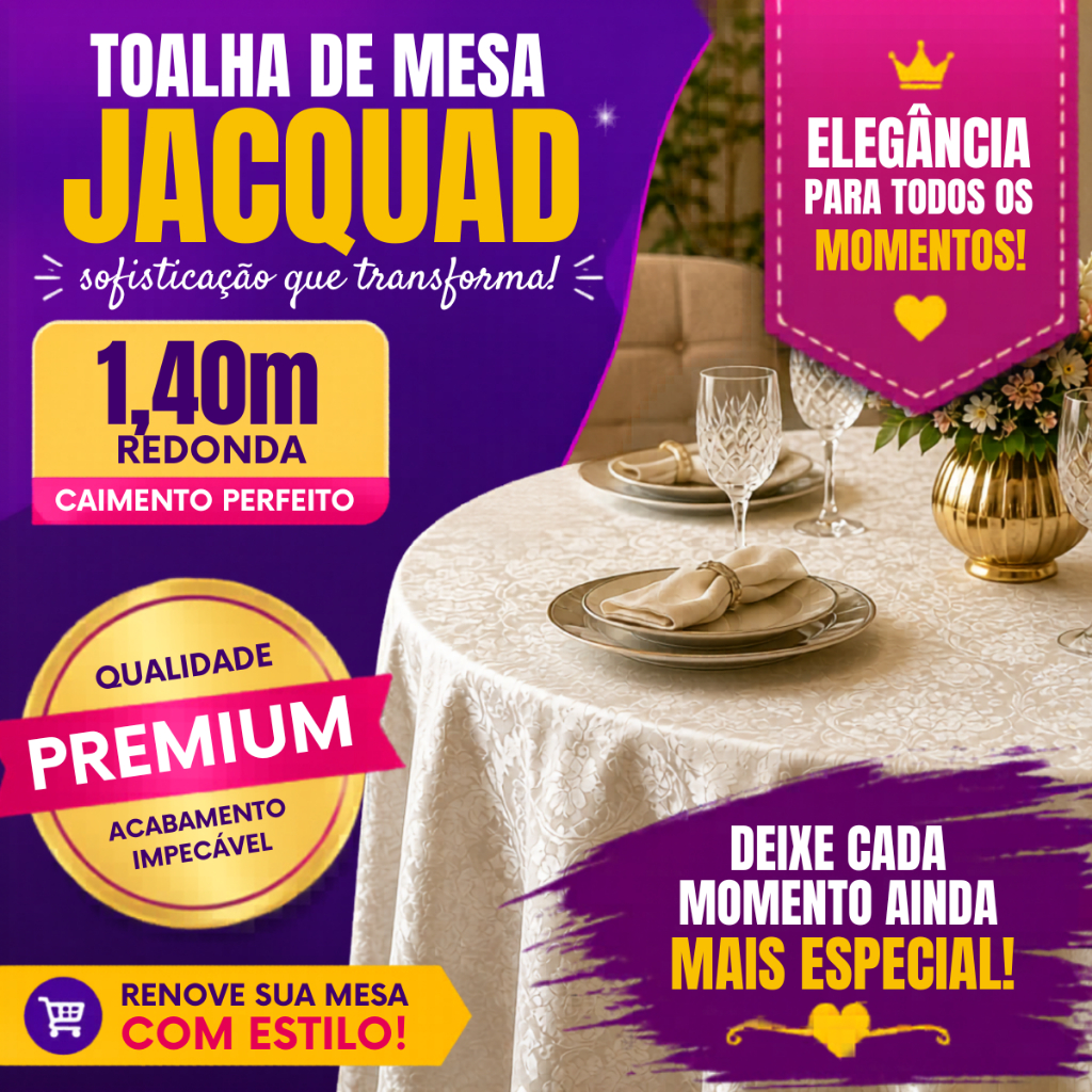 Toalha de Mesa Redonda Jacquard 4, 6, 8 Lugares Sala Jantar Festa Buffet
