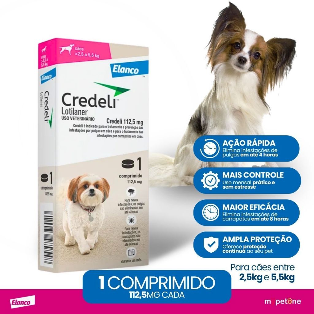 Credeli Elanco 112,5 mg para Cães de 2,5 a 5,5 Kg - 1 Comprimido