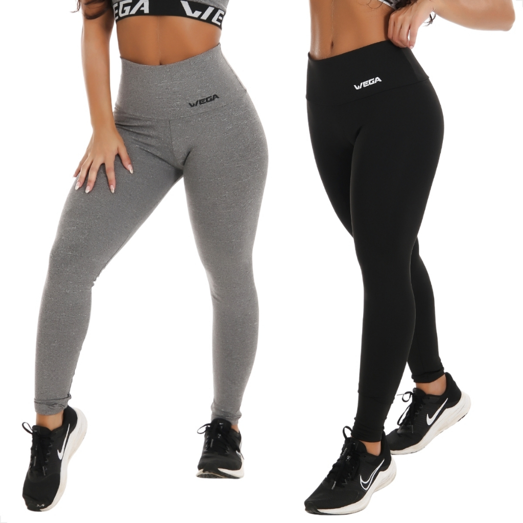 Calça Legging Feminina  Cós Alto Pala Dupla Fitnes Academia Suplex Leg Roupa Treino Wega