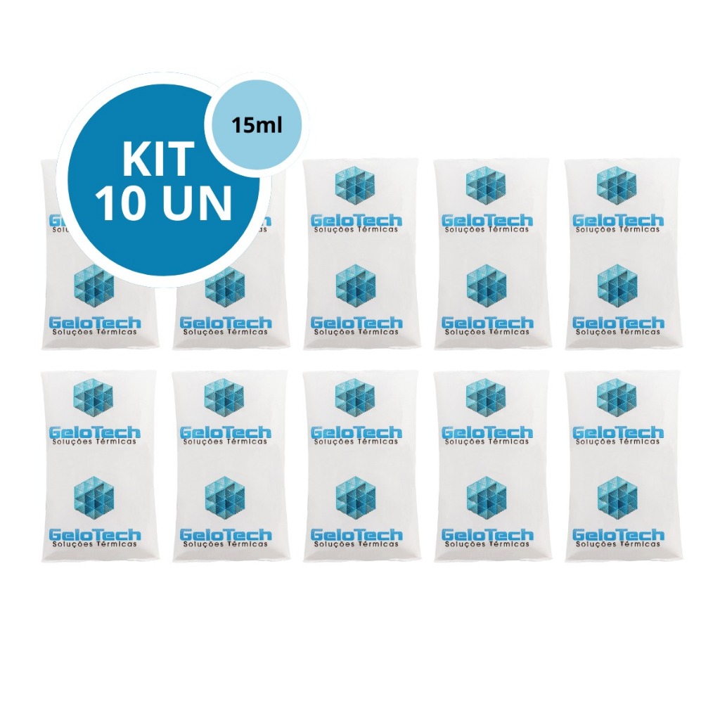 Kit 10 Bolsa Gelo Gel Artificial Reutilizável Flexível 15g Gelox Gelotech Transporte Medicamento