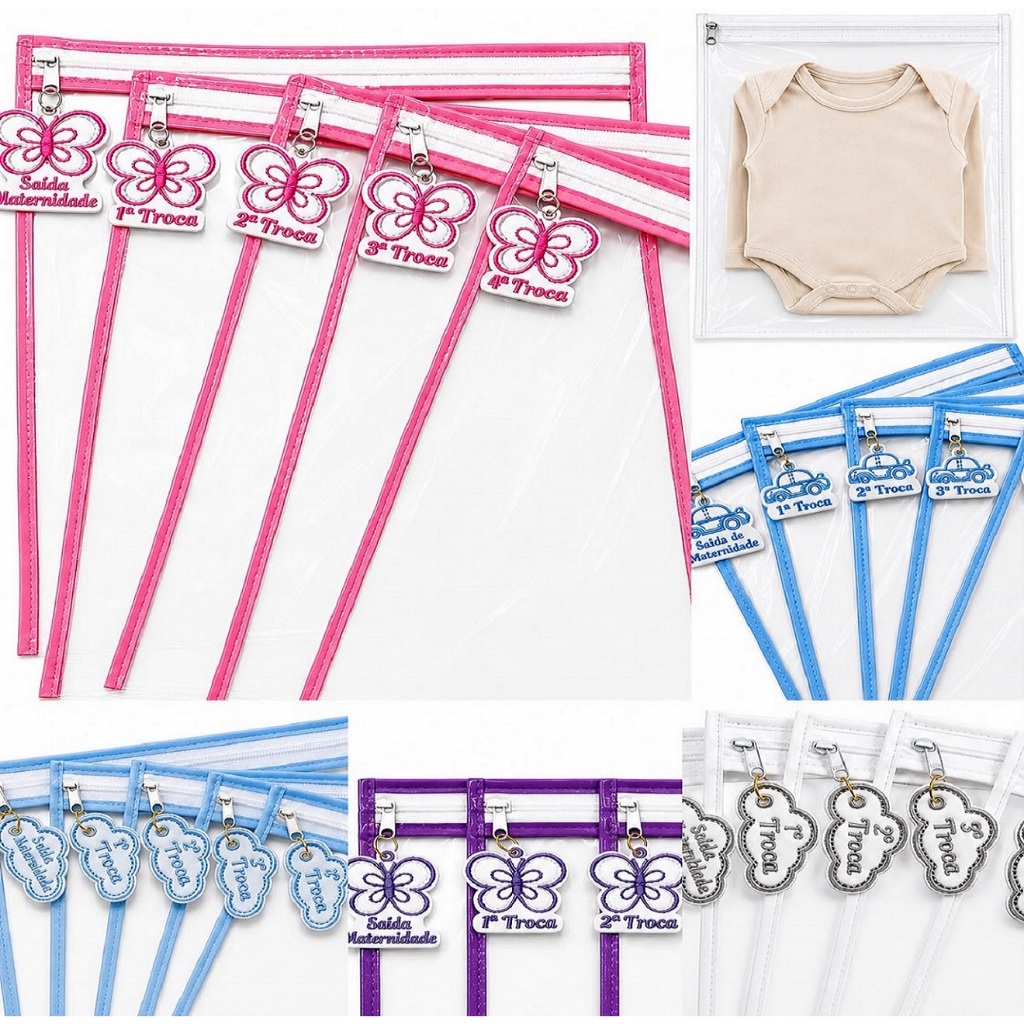 Kit 5 Saquinho Organizador Maternidade Bebê + 5 Tags Identificação