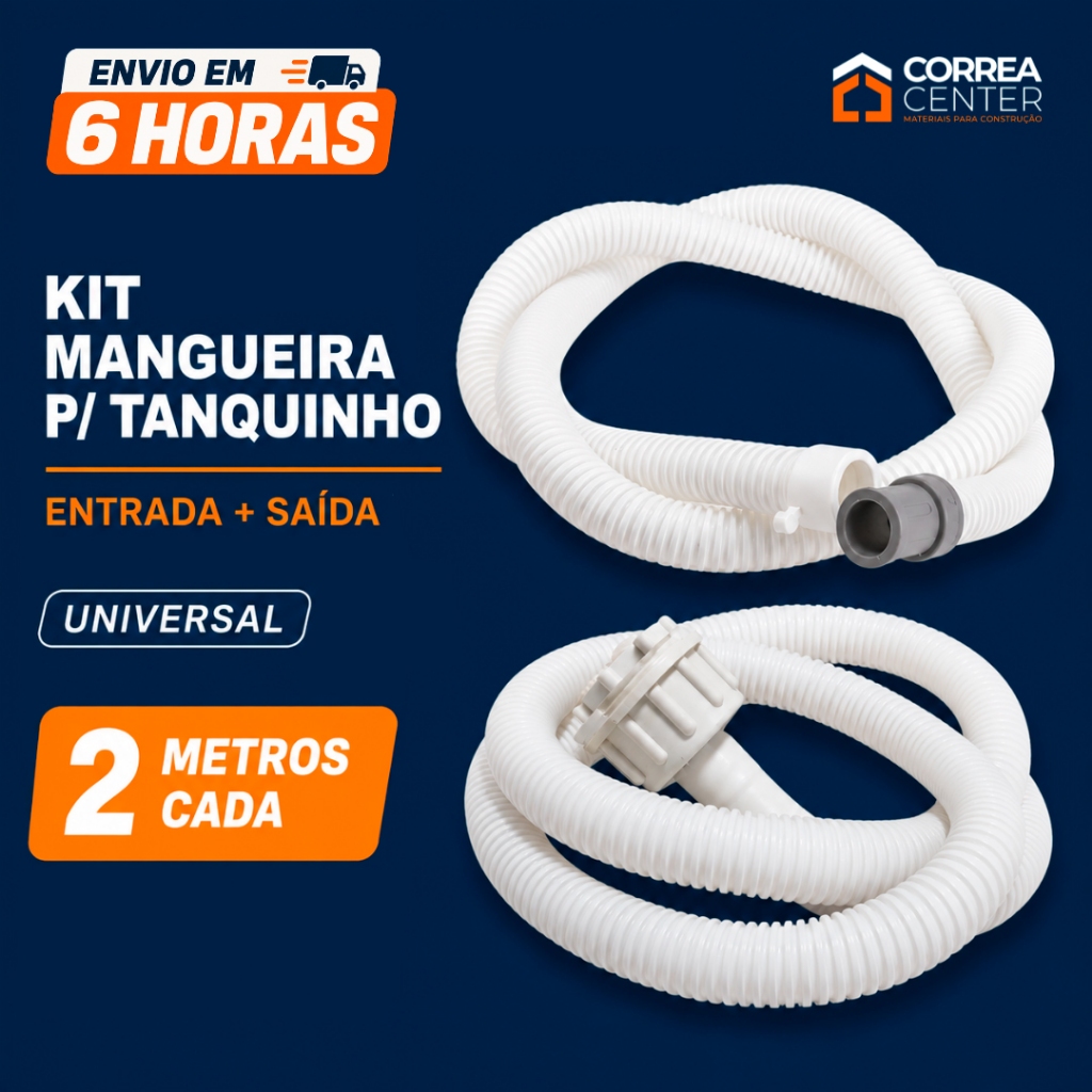 Kit 2 Mangueiras Tanquinho Lavadora Máquina Lavar Entrada Saída 2 Metros Universal Água Registro