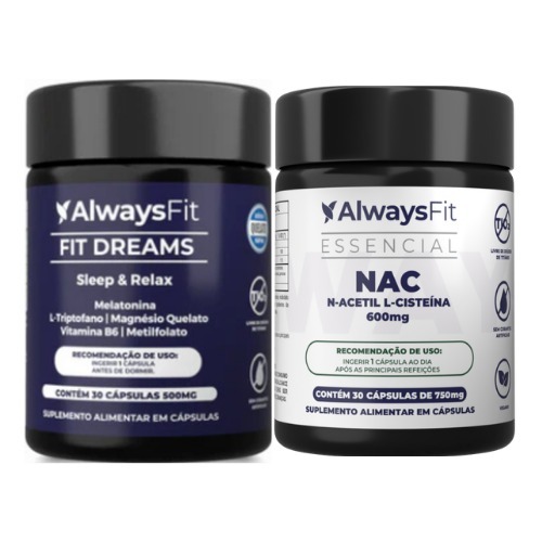 FitDreams + NAC - N-Acetil L-Cisteína NAC -Melatonina, Magnésio, L-Triptofano, B6 e B9 (MetilFolato)