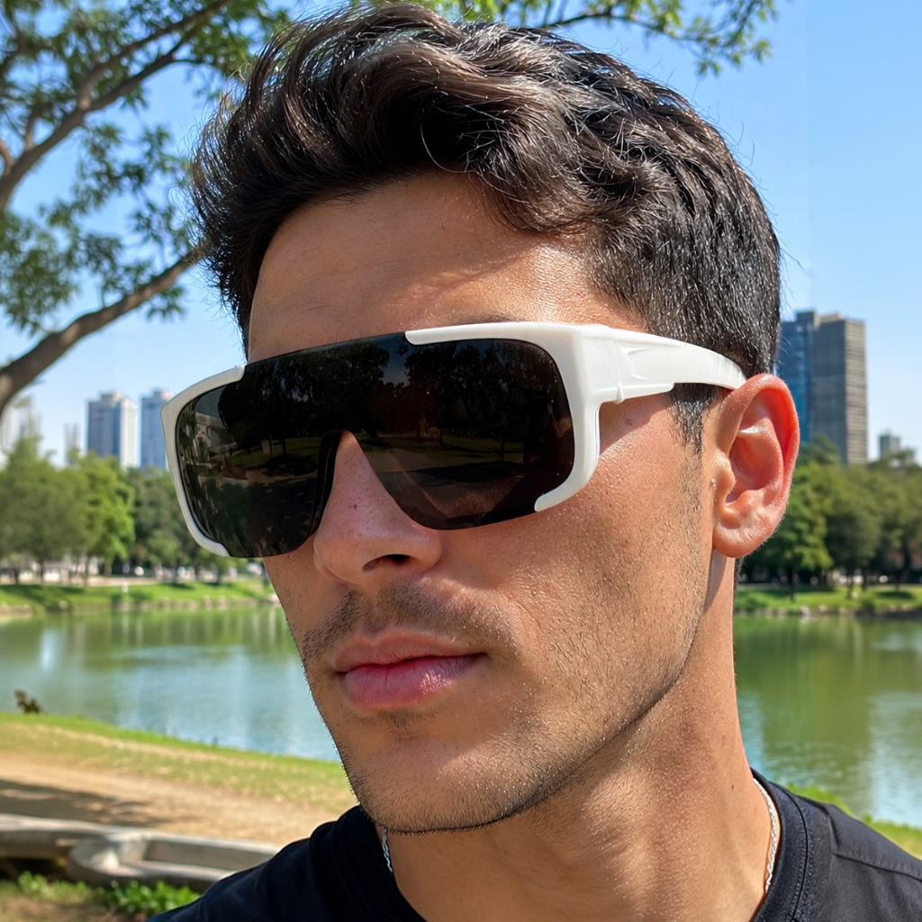 Óculos de Sol Unissex Ilook Moderno Preto Lentes Inteiriças com Proteção UV400