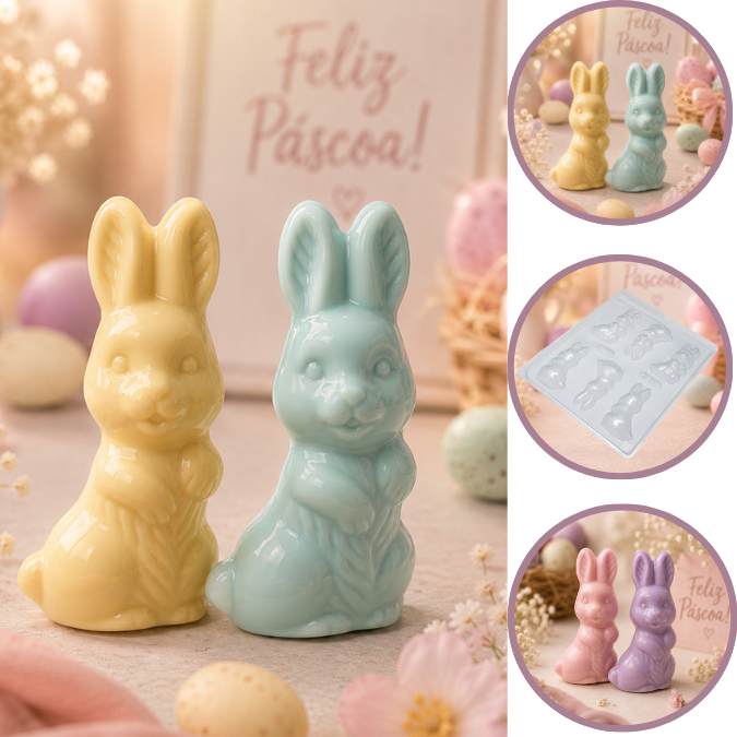 1~10 Forma Simples Coelho A 217 - (L7) em Acetato BWB Para Bombom e Doces de Chocolate e Confeitaria(CHOCO)