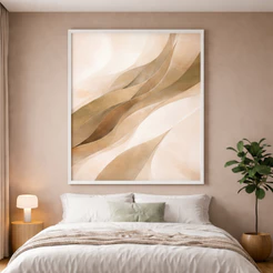 Quadro Decorativo de Parede Grande Abstrato Grande 90x60 cm Com Moldura para Sala de Estar Premium