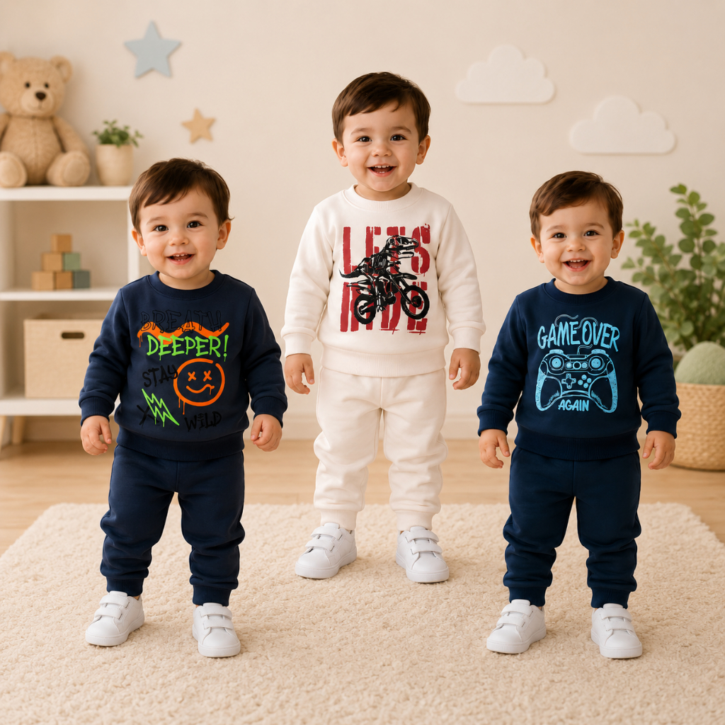 Conjunto Infantil Masculino Moletom Peluciado – Blusa Estampada e Calça Quentinha para Meninos