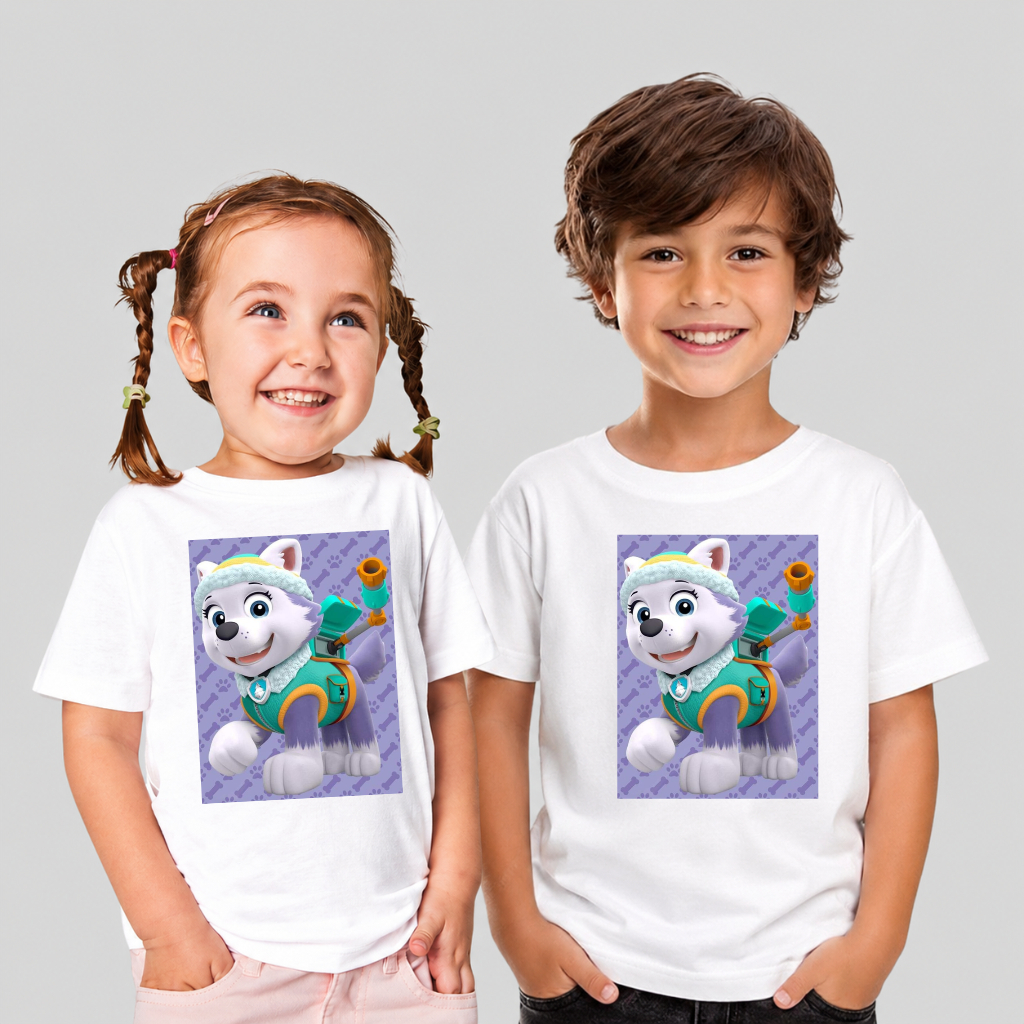 Camisa camiseta blusa infantil patrulha canina Everest desenho animado menina  menino modelo unissex