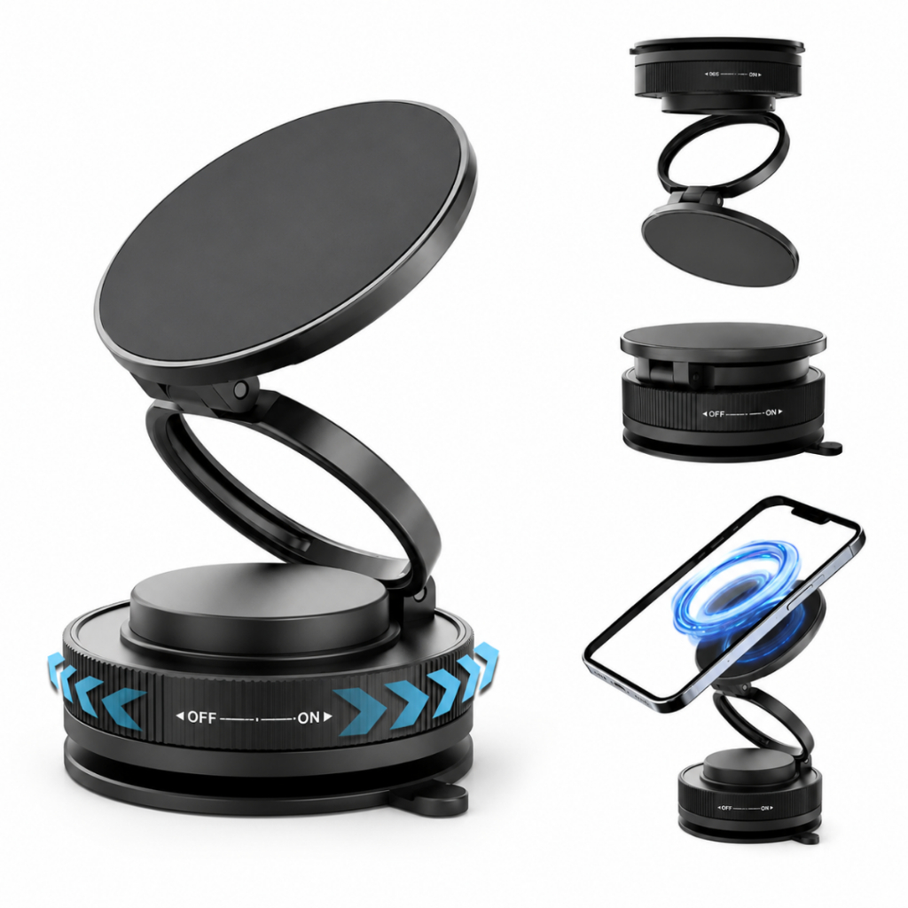 Suporte Magnético Para Telefone Celular MagSafe Carro Vidro Mesa com Sucção por Ventosa 360° Articulado Giratório