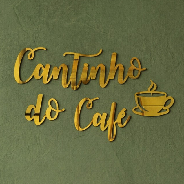 Decoração Parede Cantinho do Café Acrílico Espelhado Cozinha Gourmet Dourado Prata Rose Gold Letreir