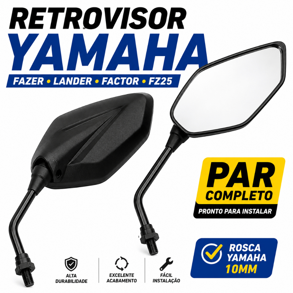 Par Retrovisor Fazer 150 250 FZ25 Lander 250 Factor Rosca Yamaha