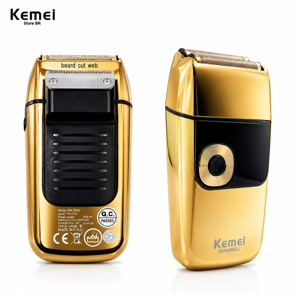 Barbeador Kemei KM-2028 dourado 100V/240V