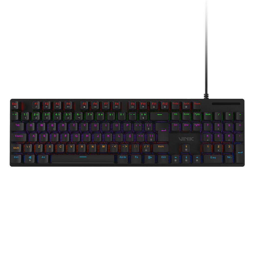 Teclado Mecânico Gamer 100% Vinik Anihi Full - Switch Blue, LED Rainbow e Layout ABNT2