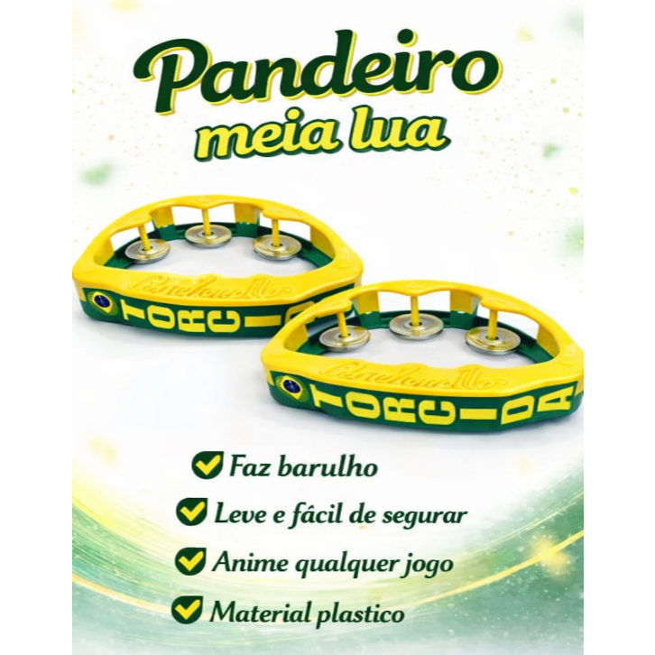 Kit 2 Pandeiros  Meia Lua Verde e Amarelo Copa Brasil
