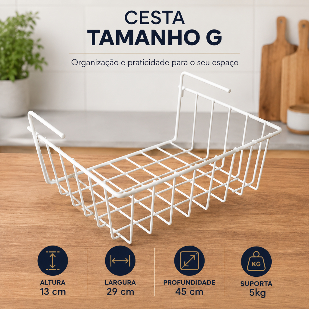 Organizador Gavetex Cesto Grande Suspenso Cestas de Armazenanamento