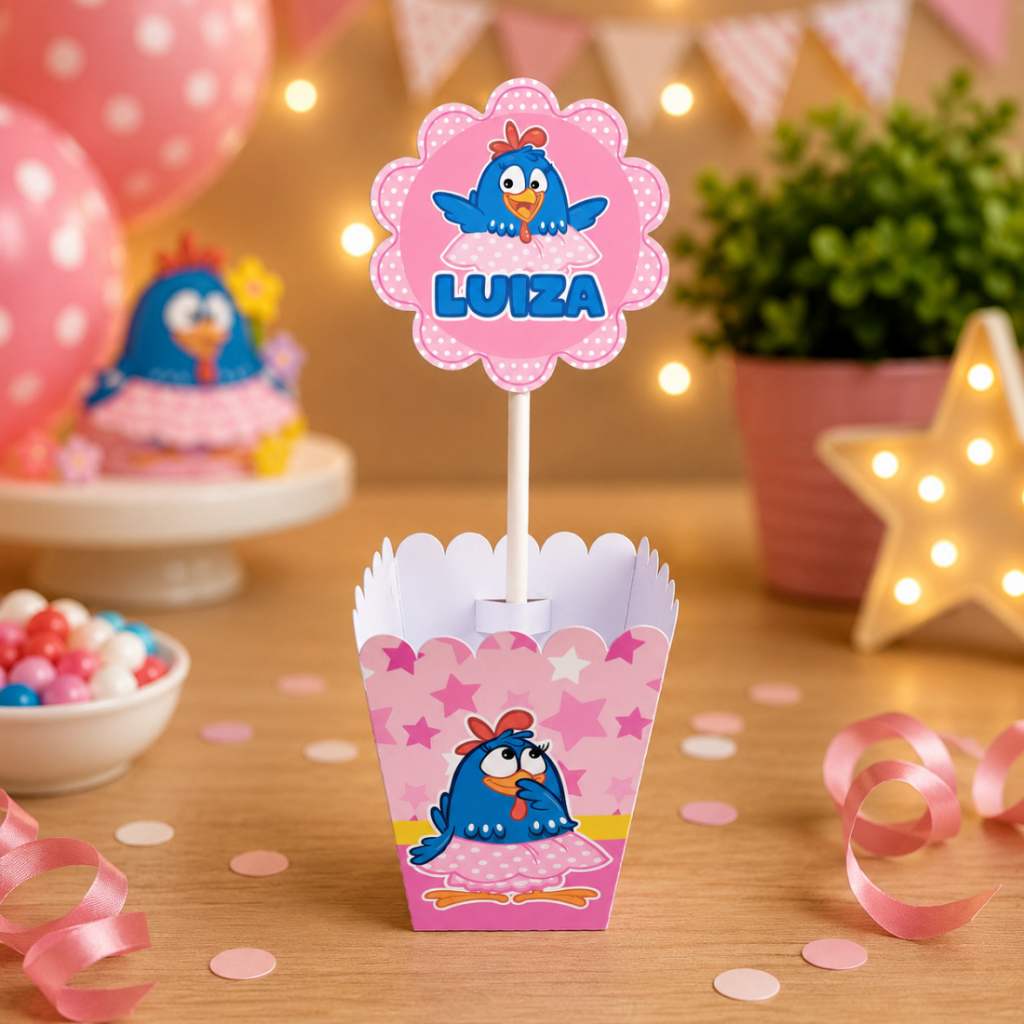 Centro de Mesa Galinha Pintadinha Rosa Personalizado/lembrancinhas aniversário/ cachepot