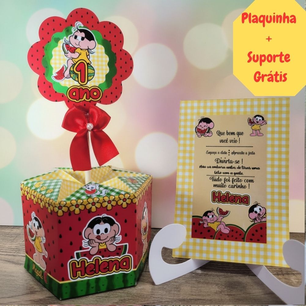 Centro de Mesa Magali + Plaquinha/Cachepot Personalizado/Festa Aniversário Infantil/Lembrancinha/Enfeite/Arranjo/C/Nome