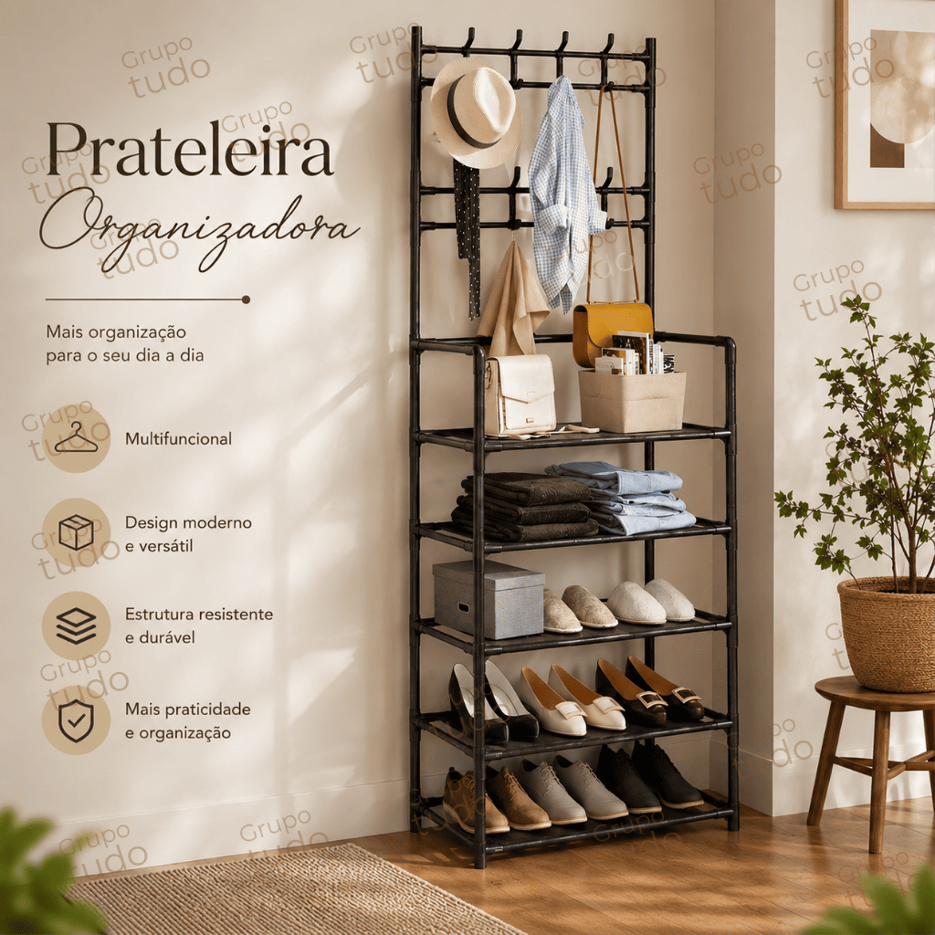 Prateleira Organizadora 5 Andares 170cm Resistente 10kg Multiuso Cozinha Lavanderia Banheiro Ferro
