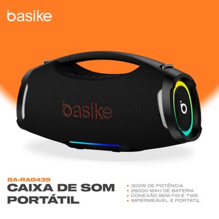 Caixa de Som Bluetooth Basike 300W Boombox 26000mAh IPX6 À Prova D'água RGB TWS Som Grave…