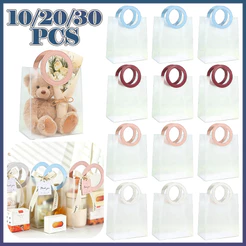 10/20/30 PCS Bolsas Sacola Plástica De Presente Fosca Translúcido Alça Redonda Couro Sintético Em Cores Tamanhos Variado