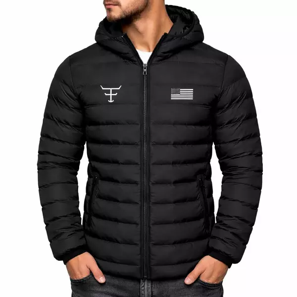 Jaqueta Bobojaco Puffer Masculina Adulto e Infantil Com Capuz Removível Corta Vento Texas Farm